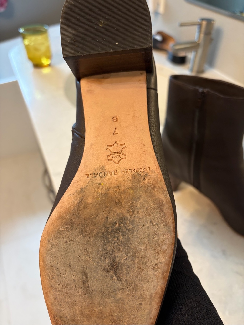 Loeffler Randall Chocolate Brown Leather Square-Toe Ankle Boots - Picture 2 of 2